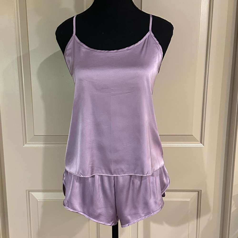 Lavender Satin Camisole and Shorts Set